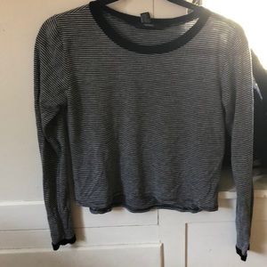 Black and white striped crop top.
